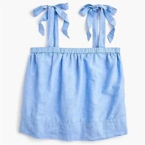 J. Crew linen blend tie shoulder top